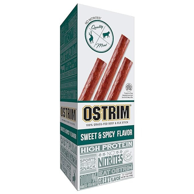 Ostrim Grass-Fed Beef & Elk Sweet & Spicy Sticks - 1.5 oz, Pack of 10